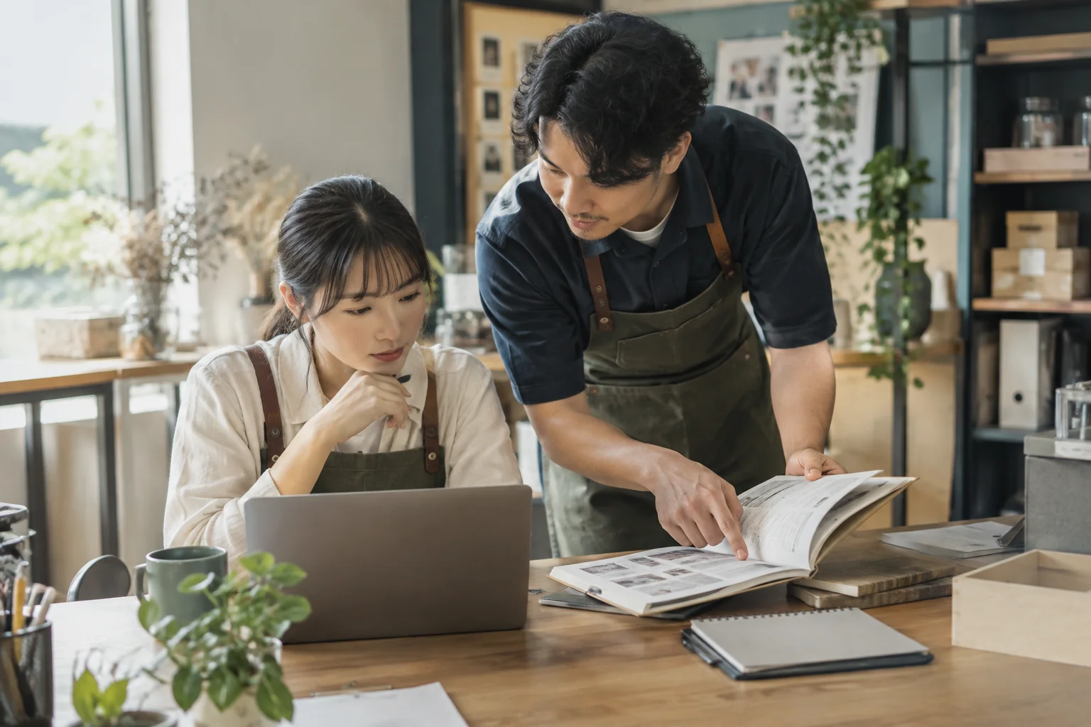 Illustrative new employee checking a signed-in knowledge answer