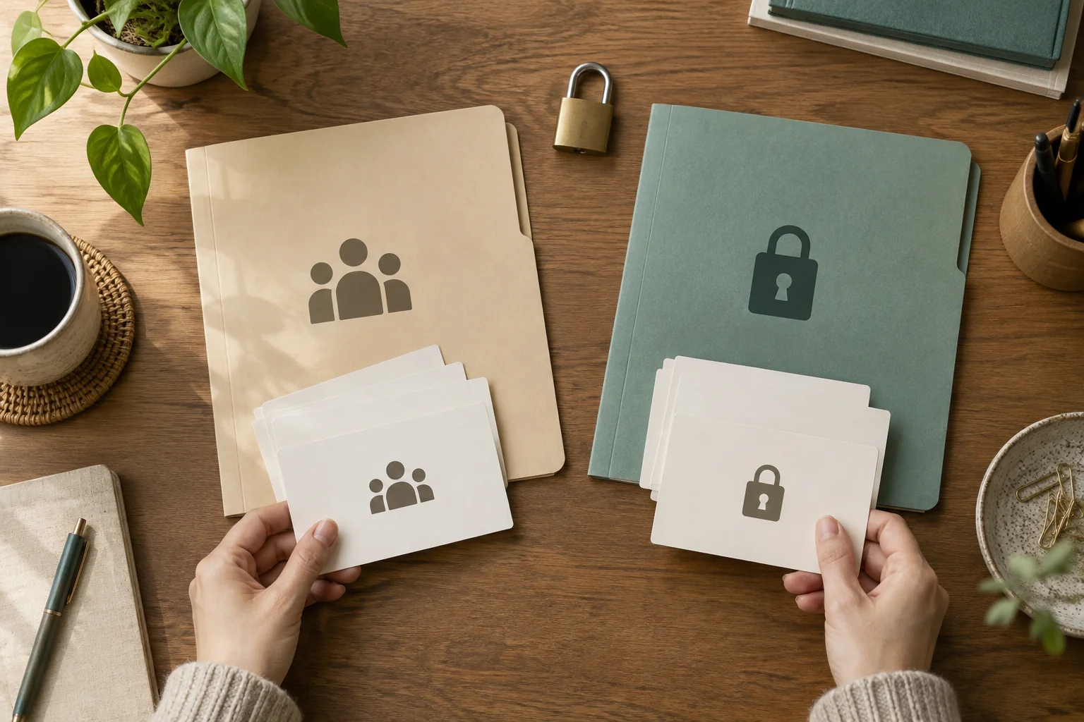 Illustrative employee sorting document access and versions